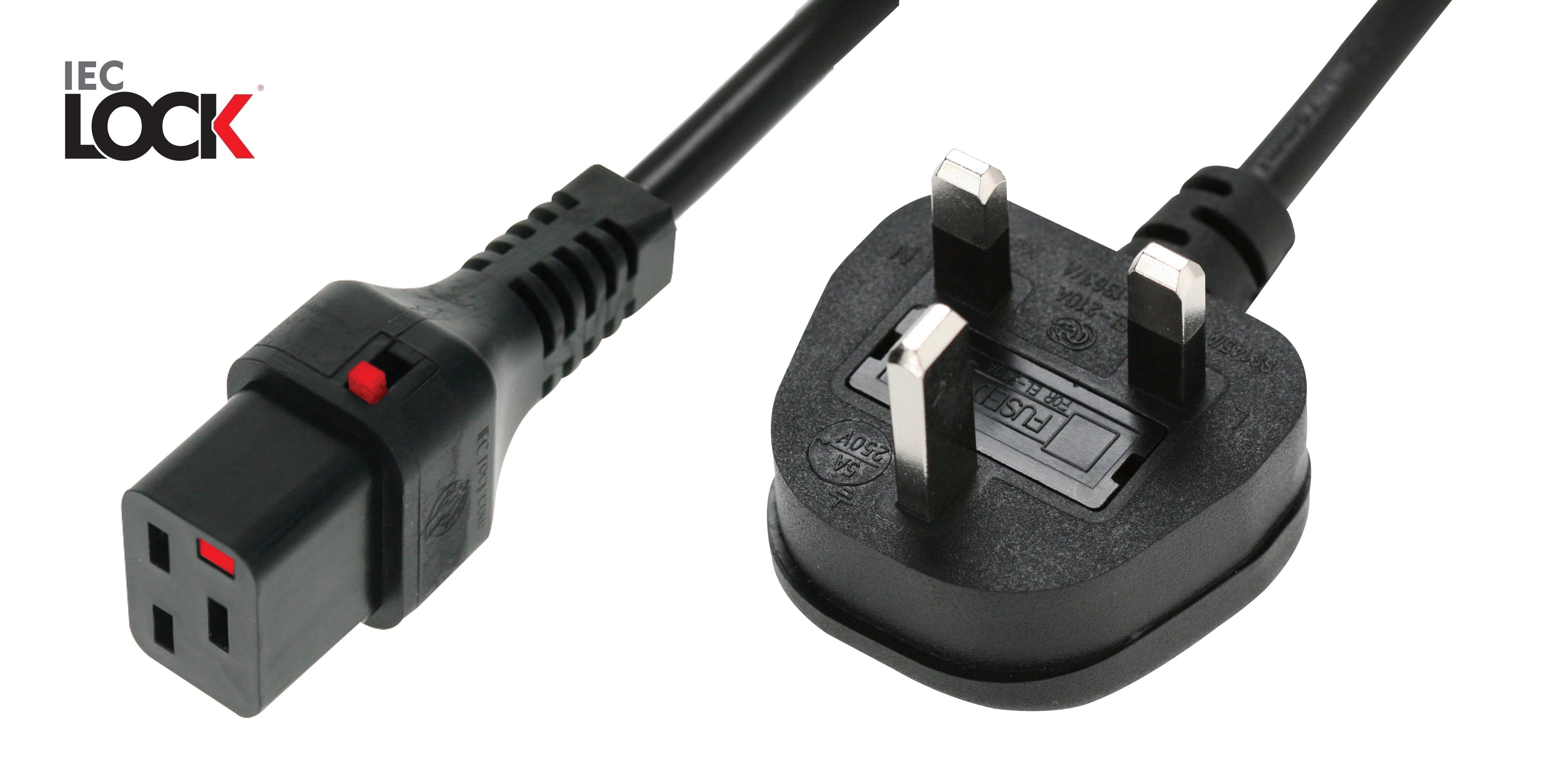 IEC Lock Cable, C13 / C19 UK NSSE